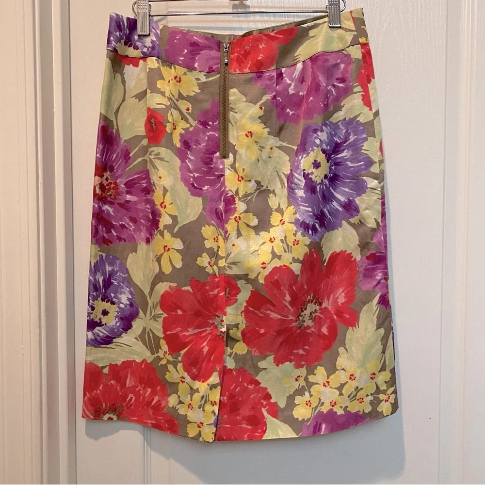Banana Republic Pencil Skirt Bold Floral Linen Blend
